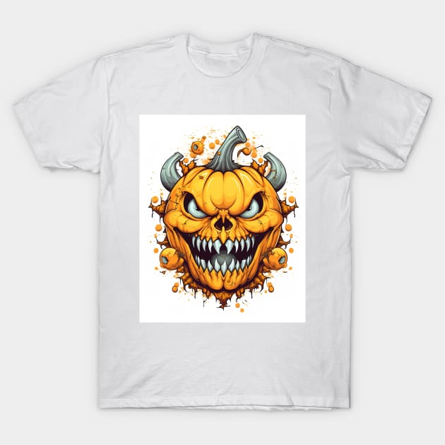 angry pumpkin during halloween T-Shirt by Maverick Media